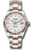 Rolex Steel & Rose Gold Datejust 31 Mother Of Pearl Diamond Oyster