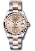 Rolex Steel & Rose Gold Datejust 31 Rose Diamond Oyster