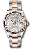Rolex Steel & Rose Gold Datejust 31 Silver Floral Motif Diamond Oyster