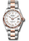 Rolex Steel & Rose Gold Datejust 31 White Roman Oyster