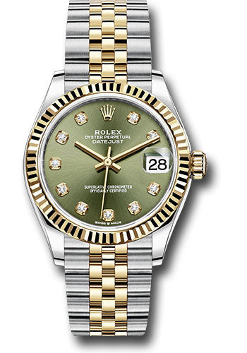 Rolex Steel & Yellow Gold Datejust 31 Olive Green Diamond Jubilee