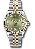 Rolex Steel & Yellow Gold Datejust 31 Olive Green Roman Diamond VI Jubilee