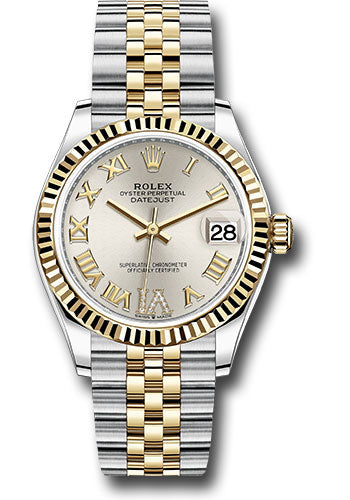 Rolex Steel & Yellow Gold Datejust 31 Silver Roman Diamond VI Jubilee
