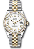 Rolex Steel & Yellow Gold Datejust 31 White Roman Jubilee Diamond Bezel