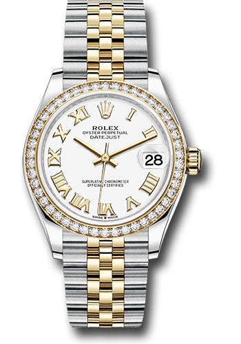 Rolex Steel & Yellow Gold Datejust 31 White Roman Jubilee Diamond Bezel
