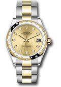 Rolex Steel & Yellow Gold Datejust 31 Champagne Diamond Oyster Diamond Bezel 24