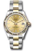 Rolex Steel & Yellow Gold Datejust 31 Champagne Index Oyster
