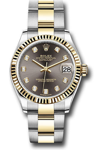 Rolex Steel & Yellow Gold Datejust 31 Dark Grey Diamond Oyster