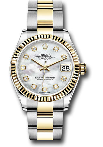 Rolex Steel & Yellow Gold Datejust 31 Mother Of Pearl Diamond Oyster