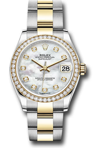 Rolex Steel & Yellow Gold Datejust 31 Mother Of Pearl Diamond Oyster Diamond Bezel