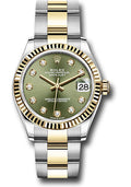 Rolex Steel & Yellow Gold Datejust 31 Olive Green Diamond Oyster