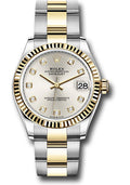 Rolex Steel & Yellow Gold Datejust 31 Silver Diamond Oyster