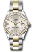 Rolex Steel & Yellow Gold Datejust 31 Silver Diamond Oyster Diamond Bezel