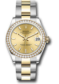 Rolex Steel & Yellow Gold Datejust 31 Champagne Index Oyster Diamond Bezel