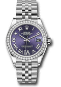 Rolex Steel & White Gold Datejust 31 Aubergine Roman Diamond VI Jubilee Diamond Bezxel