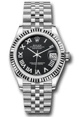 Rolex Steel & White Gold Datejust 31 Black Roman Jubilee