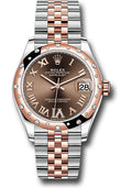 Rolex Steel & Rose Gold Datejust 31 Chocolate Roman Diamond VI Jubilee Diamond Bezel 24