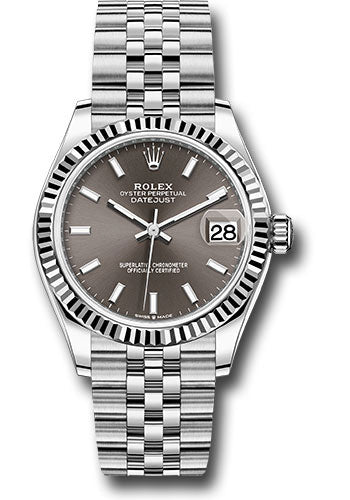 Rolex Steel & White Gold Datejust 31 Dark Grey Index Jubilee