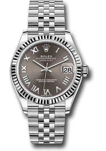 Rolex Steel & White Gold Datejust 31 Dark Grey Roman Jubilee