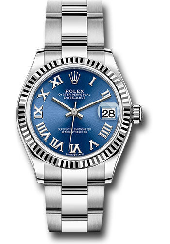 Rolex Steel & White Gold Datejust 31 Blue Roman Oyster