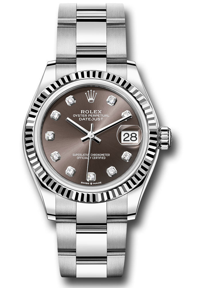 Rolex Steel & White Gold Datejust 31 Dark Grey Diamond Oyster