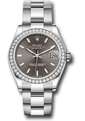 Rolex Steel & White Gold Datejust 31 Dark Grey Index Oyster Diamond Bezel