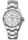 Rolex Steel & White Gold Datejust 31 Mother Of Pearl Diamond Oyster