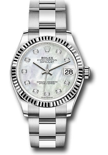 Rolex Steel & White Gold Datejust 31 Mother Of Pearl Diamond Oyster