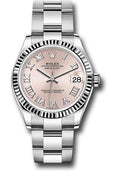 Rolex Steel & White Gold Datejust 31 Pink Roman Oyster