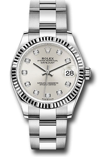 Rolex Steel & White Gold Datejust 31 Silver Diamond Oyster
