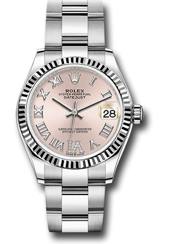 Rolex Steel & White Gold Datejust 31 Pink Roman Oyster