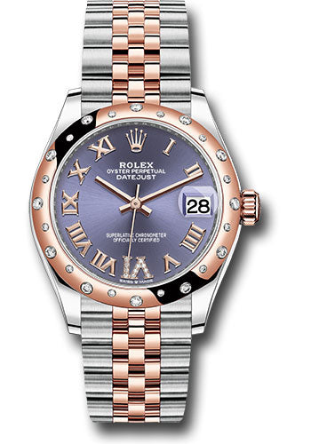 Rolex Steel & Rose Gold Datejust 31 Aubergine Roman Diamond VI Jubilee Diamond Bezel 24