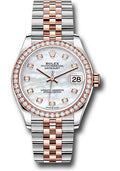 Rolex Steel & Rose Gold Datejust 31 Mother Of Pearl Diamond  Jubilee Diamond Bezel