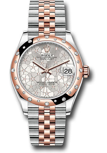 Rolex Steel & Rose Gold Datejust 31 Silver Floral Motif Jubilee Diamomd Bezel 24