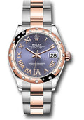 Rolex Steel & Rose Gold Datejust 31 Aubergine Roman Diamond VI Oyster Diamond Bezel 24