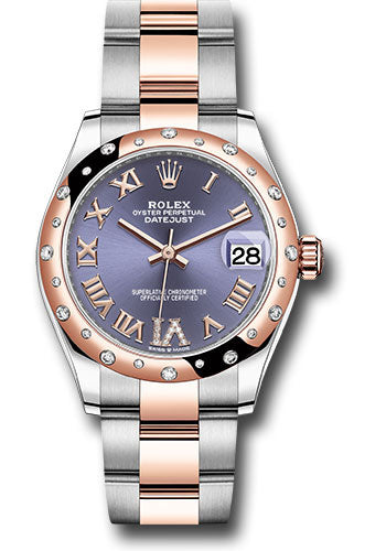 Rolex Steel & Rose Gold Datejust 31 Aubergine Roman Diamond VI Oyster Diamond Bezel 24