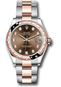 Rolex Steel & Rose Gold Datejust 31 Chocolate Diamond Oyster Diamond Bezel 24
