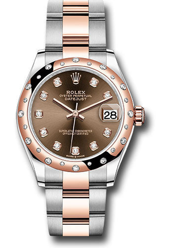 Rolex Steel & Rose Gold Datejust 31 Chocolate Diamond Oyster Diamond Bezel 24