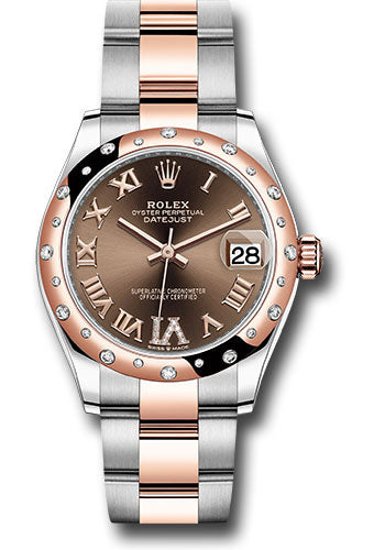 Rolex Steel & Rose Gold Datejust 31 Chocolate Roman Diamond VI Oyster Diamond Bezel 24