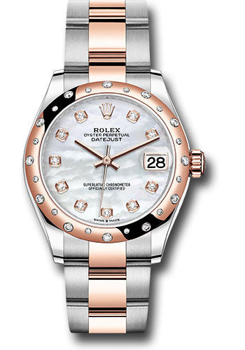 Rolex Steel & Rose Gold Datejust 31 Mother Of Pearl Diamond Oyster Diamond Bezel 24