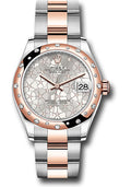Rolex Steel & Rose Gold Datejust 31 Silver Floral Motif Oyster Diamomd Bezel 24