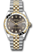 Rolex Steel & Yellow Gold Datejust 31 Dark Grey Diamond Jubilee Diamond Bezel 24