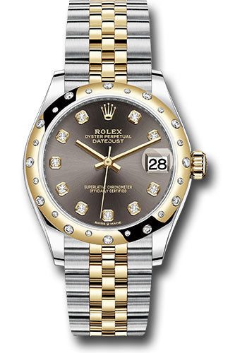 Rolex Steel & Yellow Gold Datejust 31 Dark Grey Diamond Jubilee Diamond Bezel 24