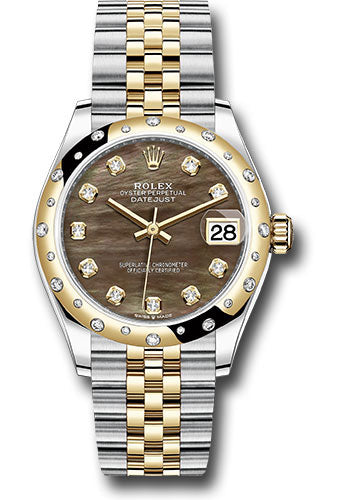 Rolex Steel & Yellow Gold Datejust 31 Dark Mother Of Pearl Diamond Jubilee Diamond Bezel 24