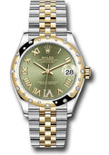 Rolex Steel & Yellow Gold Datejust 31 Olive Green Roman Diamond VI Jubilee Diamond Bezel 24
