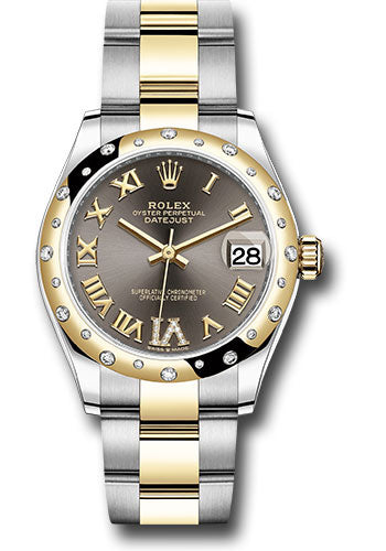 Rolex Steel & Yellow Gold Datejust 31 Dark Grey Diamond Oyster Diamond Bezel 24