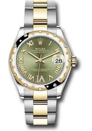Rolex Steel & Yellow Gold Datejust 31 Olive Green Diamond VI Oyster Diamond Bezel 24