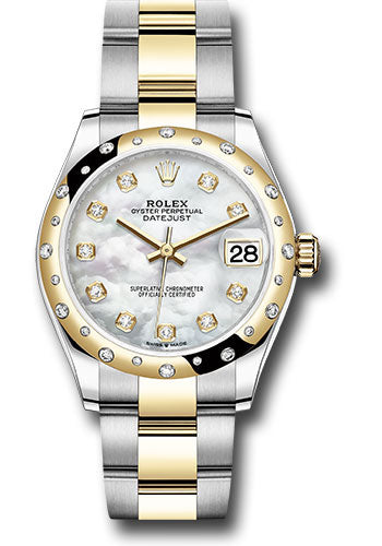 Rolex Steel & Yellow Gold Datejust 31 Mother Of Pearl Diamond Oyster Diamond Bezel 24