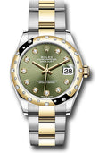 Rolex Steel & Yellow Gold Datejust 31 Olive Green Diamond Oyster Diamond Bezel 24