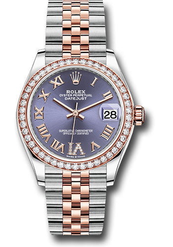 Rolex Steel & Rose Gold Datejust 31 Aubergine Roman Diamond VI Jubilee Diamond Bezel